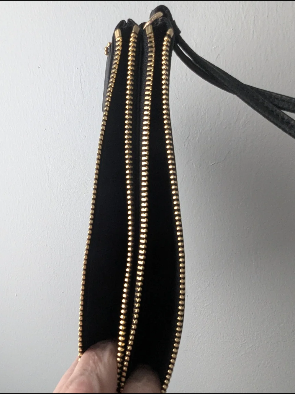 NWT Coach Black Leather Zip Wristlet